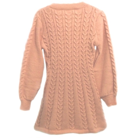 Cable Knit Peach Sweater Dress - Picture 3 of 5